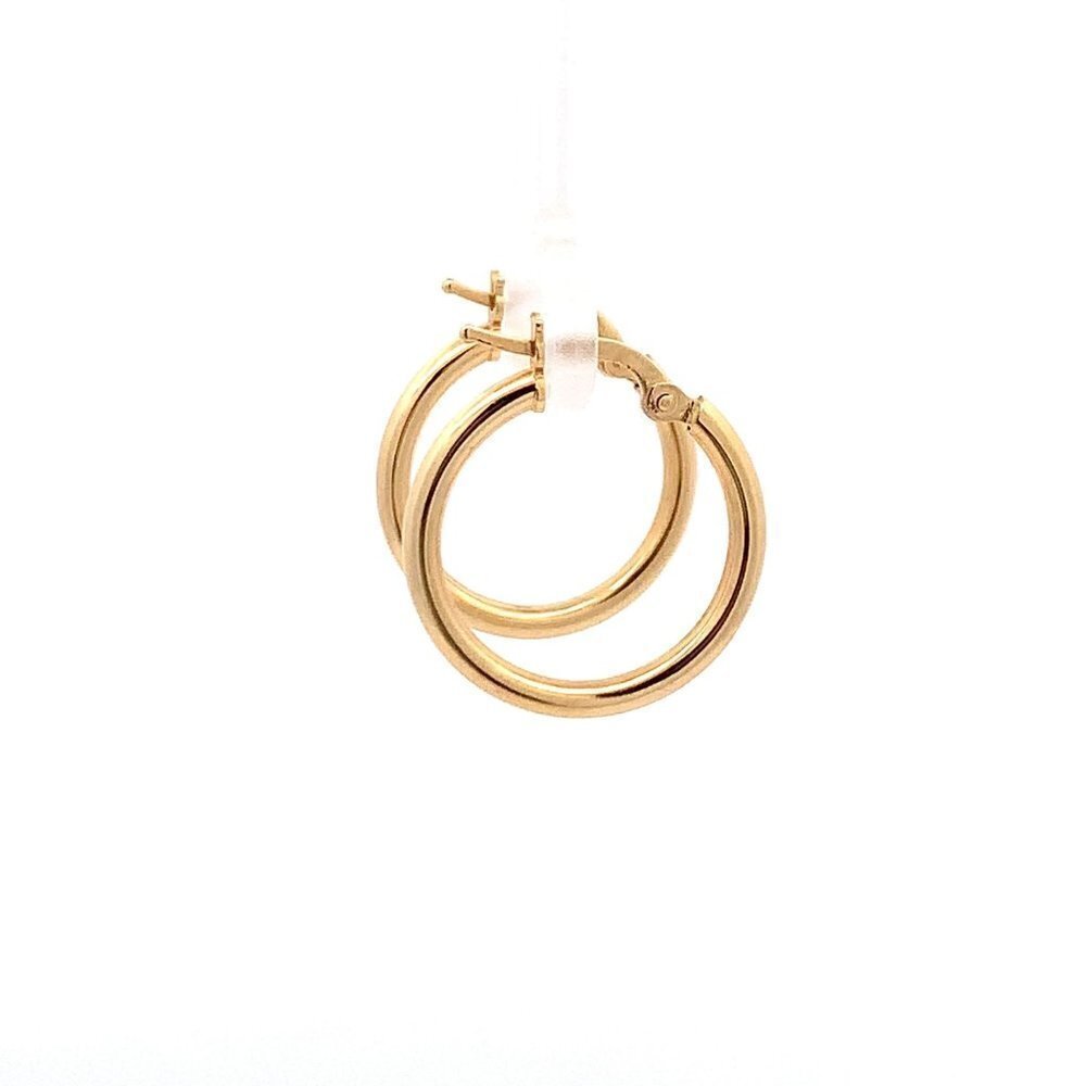 18K Yellow Gold Earrings Hoops Small Plain 2grams - Picture 8 of 9